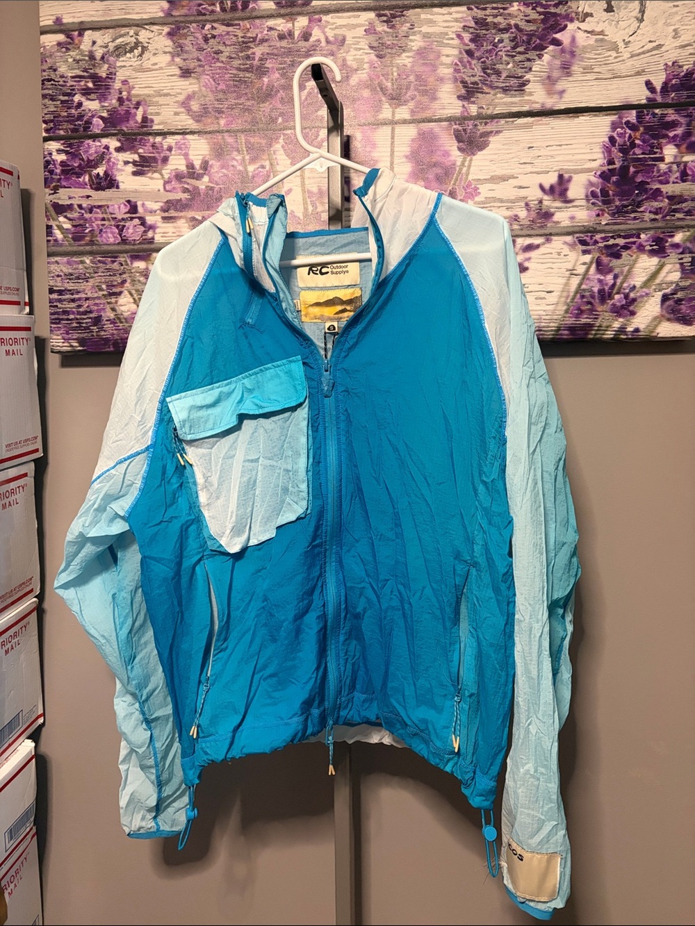 Reese Cooper Outdoor Supply Light Blue and Aqua Windbreaker Jacket NWT Size S